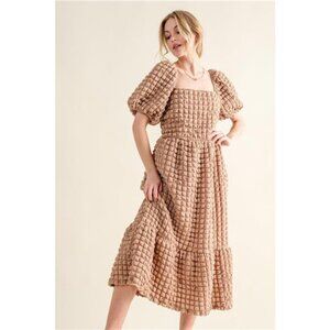 And The Why Full Size Square Neck Puff Sleeve Dress